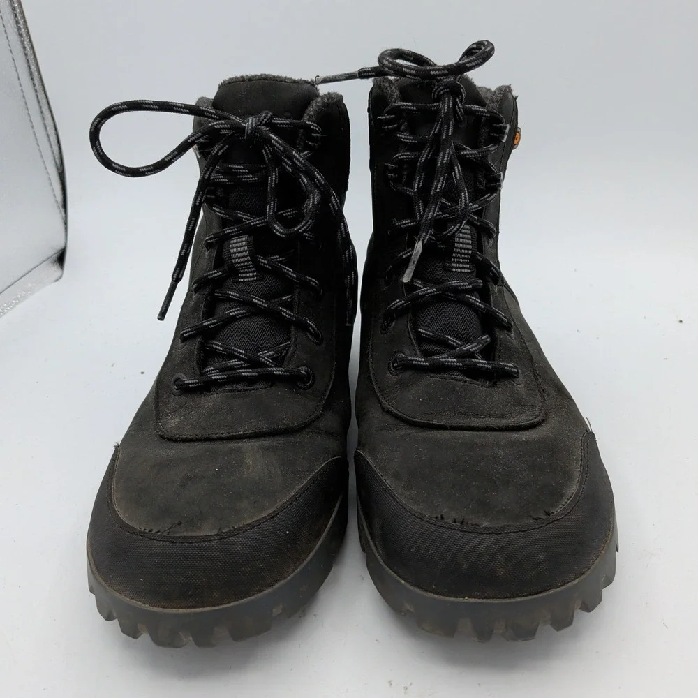 Bogs Arcata LTR MD Mens‎ 10 Black Waterproof Leather Winter Snow Boots 72909-001